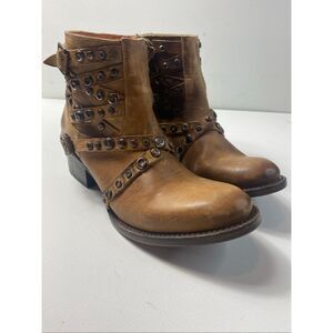 Freebird FB-HALO 8 Studded Leather Ankle Boots Brown Harness 8